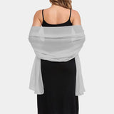 Lightweight Chiffon Shawl Scarf Wrap - Light Grey