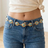 Concho Disc Chain Belt - Gold/Turquoise
