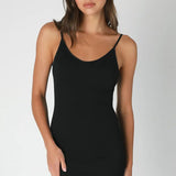 Ribbed Low Back Dress - Black