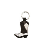 Cowboy Boot Keychain Cowhide - Black and White