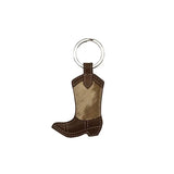 Cowboy Boot Cowhide Keychain - Toffee