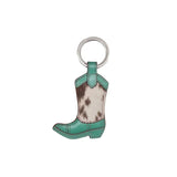 Cowboy Boot Keychain Cowhide - Turquoise