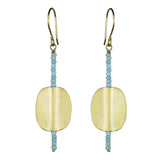 Oval Brass Stem Earrings - Teal