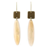 Tidore Linked Square And Oval Earring - Light Horn