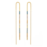 Miyuki Seed Bead Threader Earrings - Sky