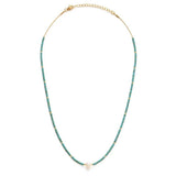 Miyuki Bead And Pearl Necklace- Turquoise