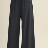 Drawstring Waist Wide-leg Trousers - Midnight