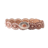 Golden Grommet Ovular Western Disc Belt - Cognac
