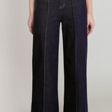 Stitching Details Wide Leg Jeans