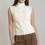 Cable Knit Sweater Vest - Ecru