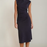 High Neck Sheath Dress - Navy