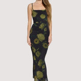 Nocturnal Blooms Maxi Dress - Black/Floral