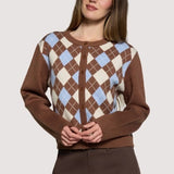 Archie Cardigan Sweater - Brown Blue Multi