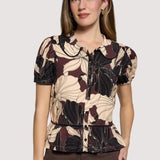 Petal Mirage Top - Brown Floral