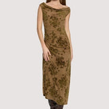 Dusklight Garden Maxi Dress - Brown/Olive