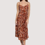 Fall Bouquet Midi Dress- Rust Floral