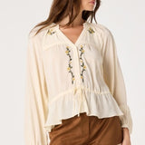 Jessalyn Embroidered Blouse - Cream