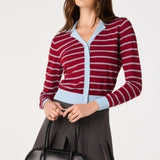 Sweaters Flavia Cardigan- Scarlet Blue Stripe
