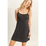 Eyelet Mini Knit Dress - Black