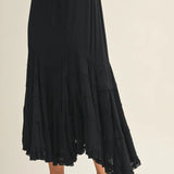 Cascading Tiers Maxi Skirt - Black