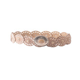 Golden Grommet Ovular Western Disc Belt - Beige