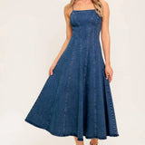 Washed Denim Midi Dress - Denim