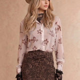 Western Printed Blouse - White