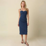Olivaceous Denim Corset midi