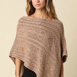 Margo Textured Knit Poncho Top - Tan
