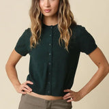 Maddie Short Sleeve Knit Cardigan -  Bottle Green
