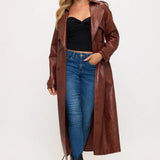Camden Vegan Leather Trench - Rust
