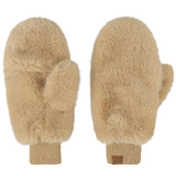 Convertible faux fur mittens-natural/glitter