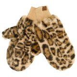 Convertible faux fur Mittens-Leopard