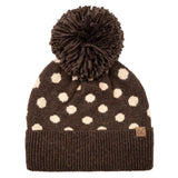 Polka Dot Pattern Pom Beanie-Chocolate