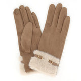Faux Fur & Suede Touchscreen Gloves-