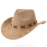 Leopard Pattern X Stitching Faux Suede Cowboy