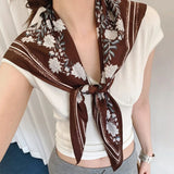 Floral Print Waist Belt Scarf- Coffee
