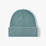 Washed Ribbed Knit Beanie- Lake Blue