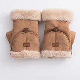 Winter Suede Convertible Fingerless Mittens