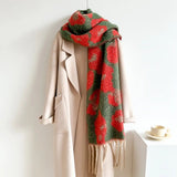 Oversized Blanket Scarf- Green & Orange
