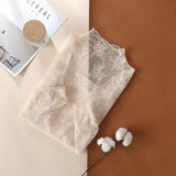 Sheer Mesh Lace Top - Apricot