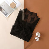Sheer Mesh Lace Top- Black