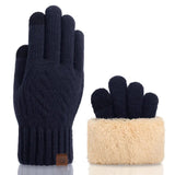 Fleece-lined Touch Screen Gloves- Navy