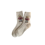Bear Knit Crew Socks -beige