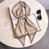 Narrow Silk Scarf - Khaki Combo