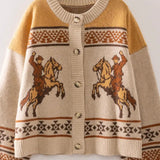 Very J Women Tops - Sweaters Western Cowboy Knit Cardigan 12w3706n:natural