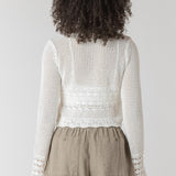 Tie Front Crochet Cardigan - Ivory