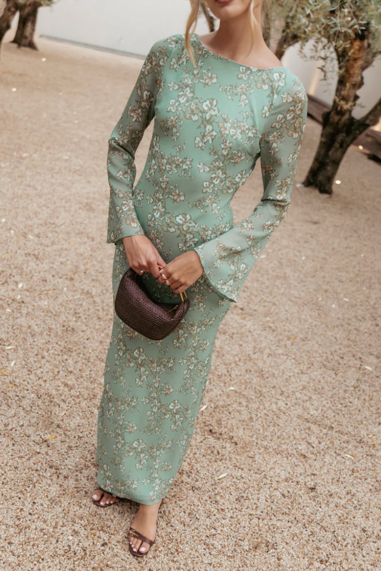 Yolanda Long Sleeve Maxi Dress - Sage Green