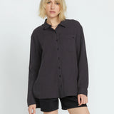 Lived In Button Up  - Black