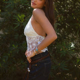 Leyli Dainty Floral Lace Halter Top - Ivory